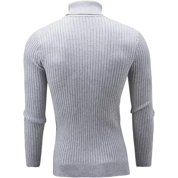 Men's Casual Slim Fit Turtleneck Pullover Sweaters Tops with Twist - Picture 2 of 2